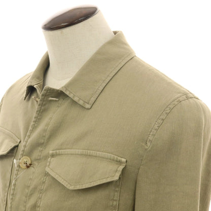 【新品アウトレット】パオローニ PAOLONI ストレッチ リネンコットン カジュアルシャツ カーキ【 50 】【 状態ランクN- 】【 メンズ 】