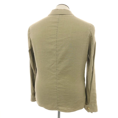 【新品アウトレット】パオローニ PAOLONI ストレッチ リネンコットン カジュアルシャツ カーキ【 50 】【 状態ランクN- 】【 メンズ 】