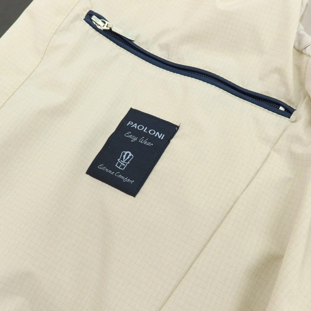 【新品アウトレット】パオローニ PAOLONI ポリエステル グラフチェック ステンカラーコート ライトベージュ【 サイズ48 】【 状態ランクN- 】【 メンズ 】 [DPD]