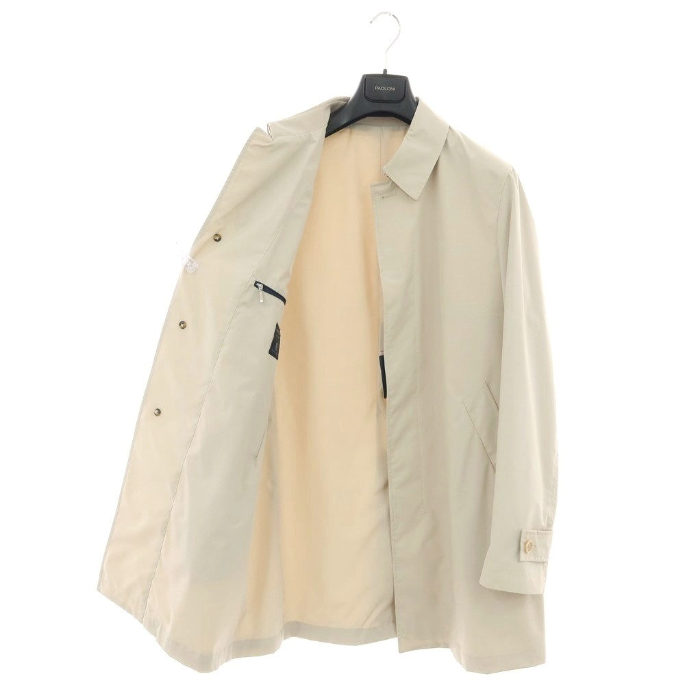 【新品】パオローニ PAOLONI ポリエステル グラフチェック ステンカラーコート ライトベージュ【サイズ52】【 状態ランクN 】【 メンズ 】[EPD]