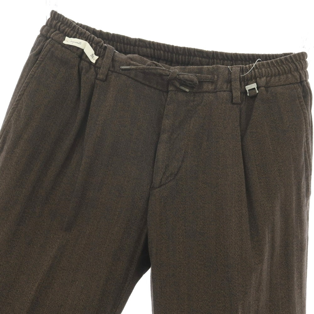 【新品】パオローニ PAOLONI ストレッチ コットン ヘリンボーンストライプ イージースラックスパンツ ブラウンxブラック【サイズ50】【 状態ランクN 】【 メンズ 】