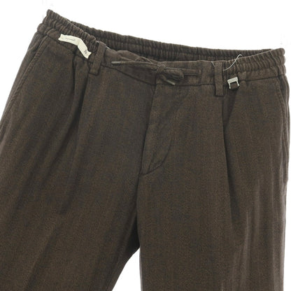 【新品】パオローニ PAOLONI ストレッチ コットン ヘリンボーンストライプ イージースラックスパンツ ブラウンxブラック【サイズ50】【 状態ランクN 】【 メンズ 】