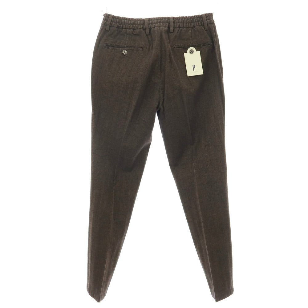 【新品】パオローニ PAOLONI ストレッチ コットン ヘリンボーンストライプ イージースラックスパンツ ブラウンxブラック【サイズ50】【 状態ランクN 】【 メンズ 】