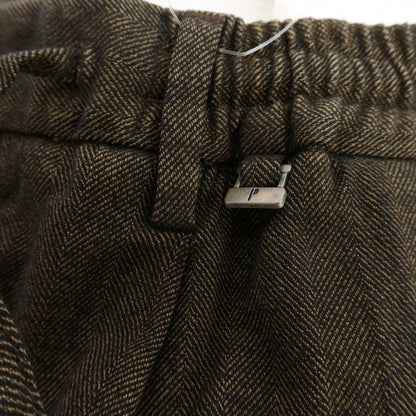 【新品】パオローニ PAOLONI ストレッチ コットン ヘリンボーンストライプ イージースラックスパンツ ブラウンxブラック【サイズ50】【 状態ランクN 】【 メンズ 】