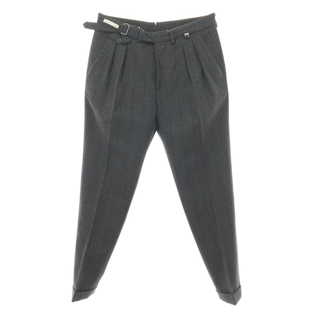 【新品】パオローニ PAOLONI ウール ストライプ カジュアルスラックスパンツ グレーxブラック【サイズ50】【 状態ランクN 】【 メンズ 】