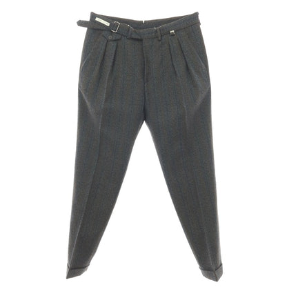 【新品】パオローニ PAOLONI ウール ストライプ カジュアルスラックスパンツ グレーxブラック【サイズ50】【 状態ランクN 】【 メンズ 】