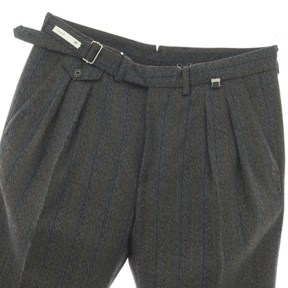 【新品】パオローニ PAOLONI ウール ストライプ カジュアルスラックスパンツ グレーxブラック【サイズ50】【 状態ランクN 】【 メンズ 】