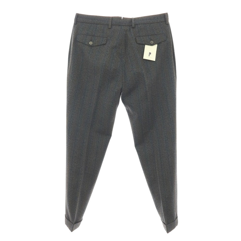 【新品】パオローニ PAOLONI ウール ストライプ カジュアルスラックスパンツ グレーxブラック【サイズ50】【 状態ランクN 】【 メンズ 】