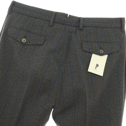 【新品】パオローニ PAOLONI ウール ストライプ カジュアルスラックスパンツ グレーxブラック【サイズ50】【 状態ランクN 】【 メンズ 】