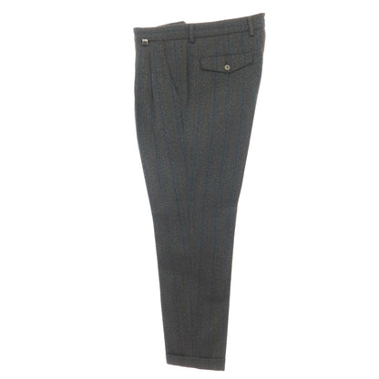 【新品】パオローニ PAOLONI ウール ストライプ カジュアルスラックスパンツ グレーxブラック【サイズ50】【 状態ランクN 】【 メンズ 】