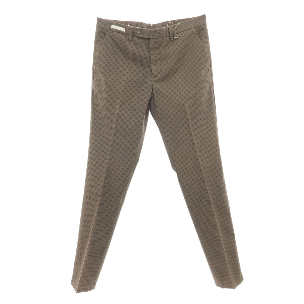 【新品アウトレット】パオローニ PAOLONI ストレッチ コットン 総柄 プリント カジュアルスラックスパンツ ブラウンxネイビー【サイズ50】【 状態ランクN- 】【 メンズ 】