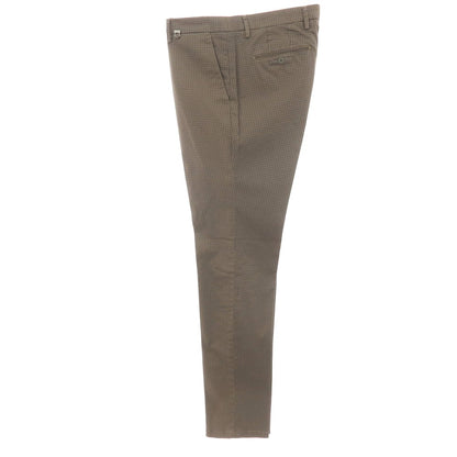 【新品アウトレット】パオローニ PAOLONI ストレッチ コットン 総柄 プリント カジュアルスラックスパンツ ブラウンxネイビー【サイズ50】【 状態ランクN- 】【 メンズ 】