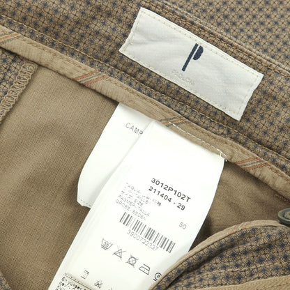 【新品アウトレット】パオローニ PAOLONI ストレッチ コットン 総柄 プリント カジュアルスラックスパンツ ブラウンxネイビー【サイズ50】【 状態ランクN- 】【 メンズ 】