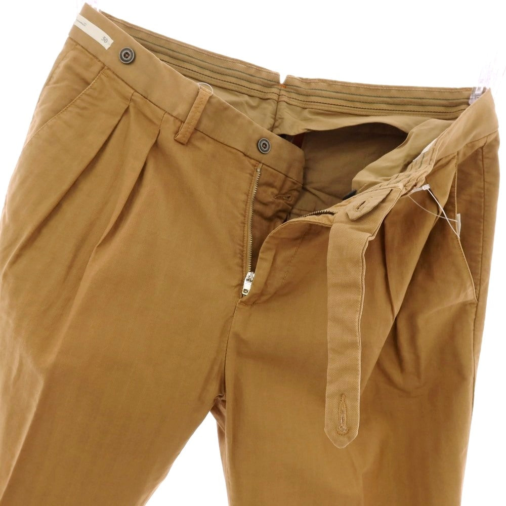 【新品アウトレット】パオローニ PAOLONI ストレッチ コットン ヘリンボーンストライプ カジュアルスラックスパンツ キャメル【サイズ50】【 状態ランクN- 】【 メンズ 】