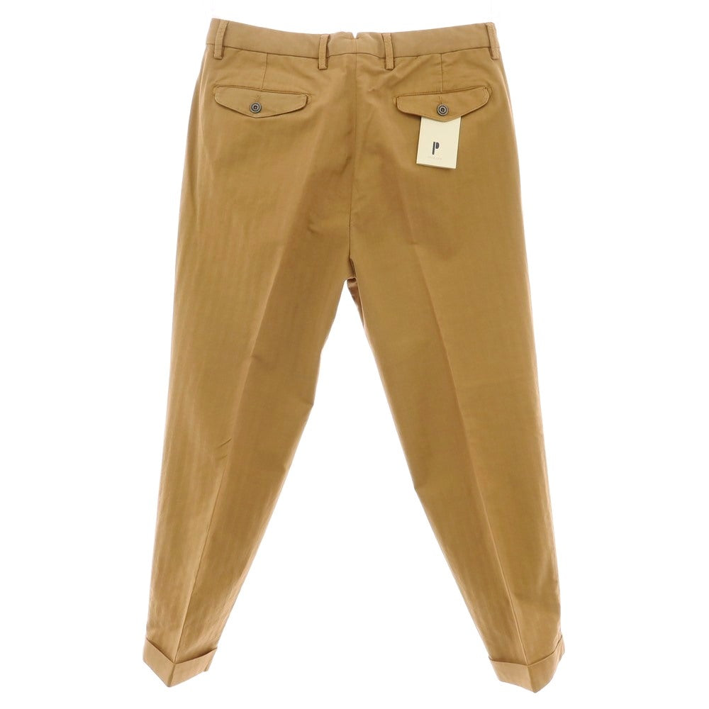 【新品アウトレット】パオローニ PAOLONI ストレッチ コットン ヘリンボーンストライプ カジュアルスラックスパンツ キャメル【サイズ50】【 状態ランクN- 】【 メンズ 】