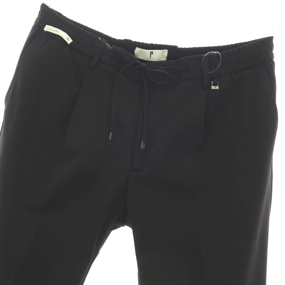 【新品アウトレット】パオローニ PAOLONI コットンナイロン ジャージー イージースラックスパンツ ブラック【サイズ56】【 状態ランクN- 】【 メンズ 】