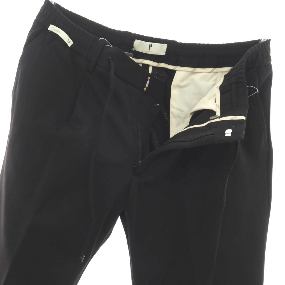 【新品アウトレット】パオローニ PAOLONI コットンナイロン ジャージー イージースラックスパンツ ブラック【サイズ56】【 状態ランクN- 】【 メンズ 】