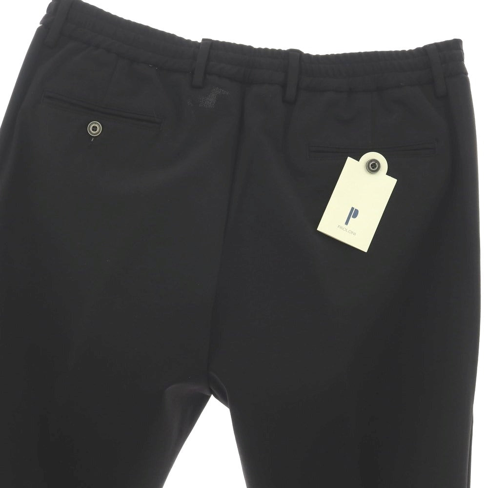 【新品アウトレット】パオローニ PAOLONI コットンナイロン ジャージー イージースラックスパンツ ブラック【サイズ56】【 状態ランクN- 】【 メンズ 】