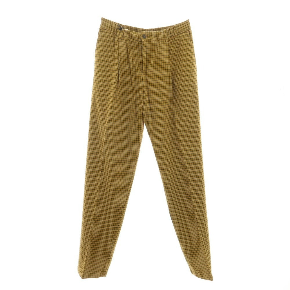 【新品】パオローニ PAOLONI テンセルコットン ジャージー チェック イージースラックスパンツ イエロー系xブラック【サイズ50】【 状態ランクN 】【 メンズ 】[CPD]