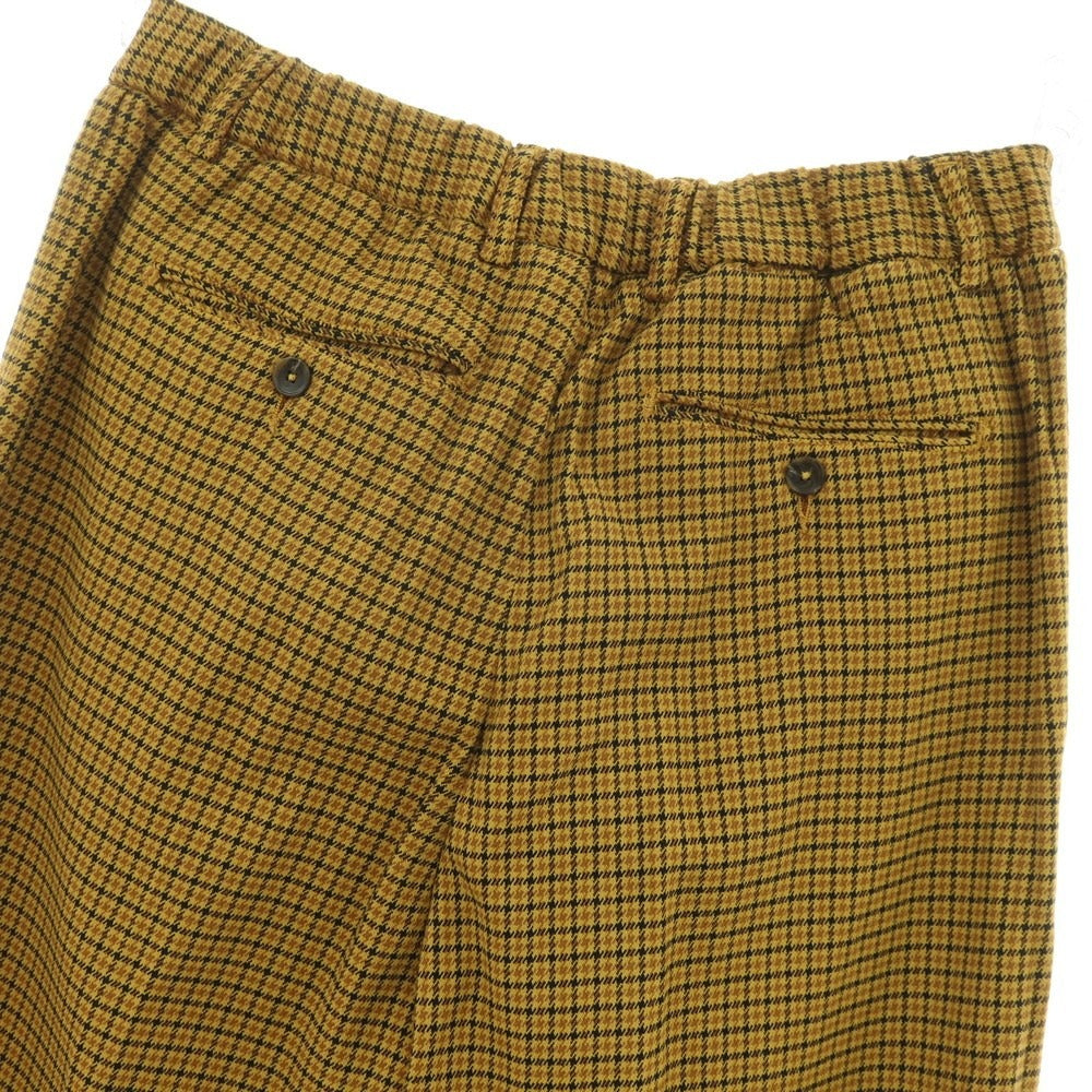 【新品】パオローニ PAOLONI テンセルコットン ジャージー チェック イージースラックスパンツ イエロー系xブラック【サイズ50】【 状態ランクN 】【 メンズ 】