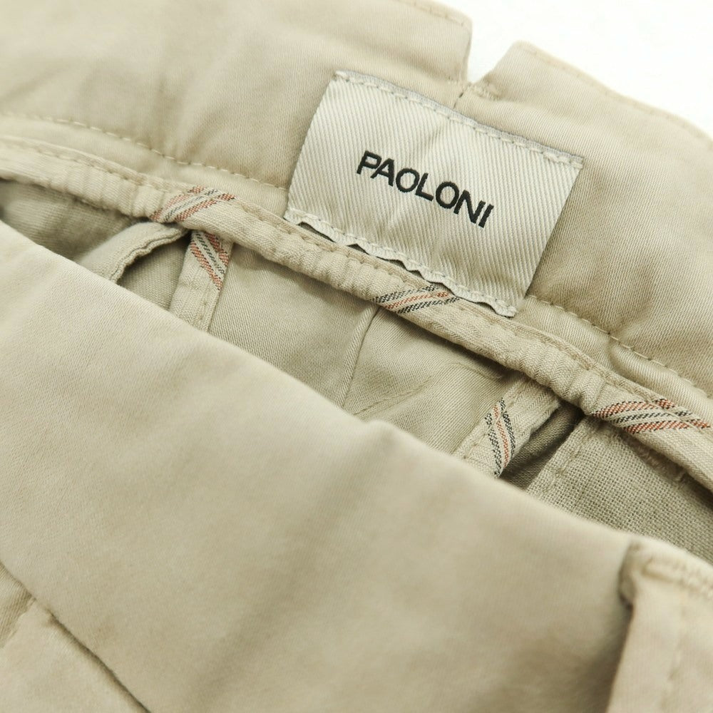 【新品アウトレット】パオローニ PAOLONI ストレッチ コットン カジュアルスラックスパンツ ベージュ【サイズ50】【 状態ランクN- 】【 メンズ 】