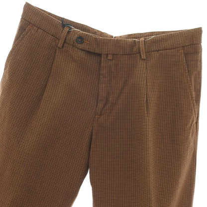 【新品アウトレット】パオローニ PAOLONI ストレッチ コットンポリエステル チェック カジュアルスラックスパンツ ブラウン【サイズ50】【 状態ランクN- 】【 メンズ 】