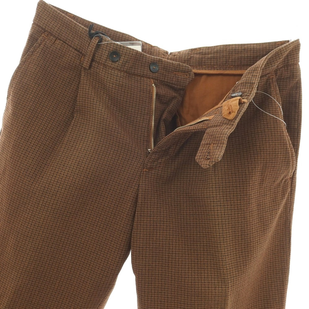 【新品アウトレット】パオローニ PAOLONI ストレッチ コットンポリエステル チェック カジュアルスラックスパンツ ブラウン【サイズ50】【 状態ランクN- 】【 メンズ 】