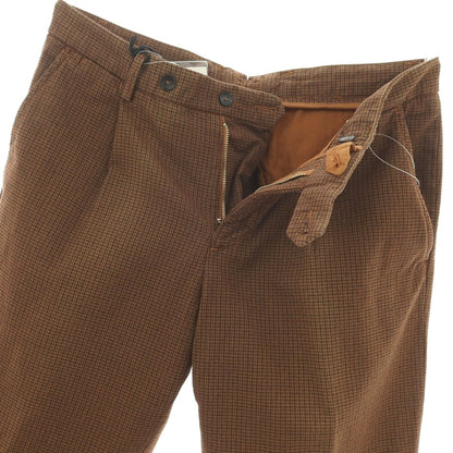 【新品アウトレット】パオローニ PAOLONI ストレッチ コットンポリエステル チェック カジュアルスラックスパンツ ブラウン【サイズ50】【 状態ランクN- 】【 メンズ 】