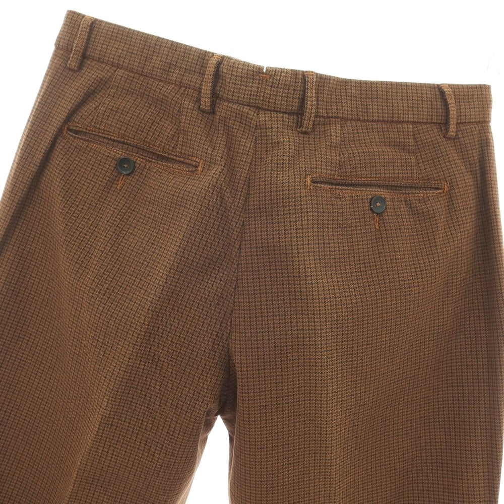 【新品アウトレット】パオローニ PAOLONI ストレッチ コットンポリエステル チェック カジュアルスラックスパンツ ブラウン【サイズ50】【 状態ランクN- 】【 メンズ 】