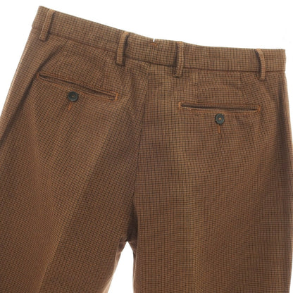 【新品アウトレット】パオローニ PAOLONI ストレッチ コットンポリエステル チェック カジュアルスラックスパンツ ブラウン【サイズ50】【 状態ランクN- 】【 メンズ 】