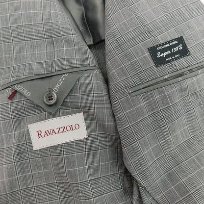 【新品】ラバッツォーロ RAVAZZOLO Super130’S ウール グレンチェック 2つボタンスーツ グレー【サイズ48】【 状態ランクN 】【 メンズ 】
