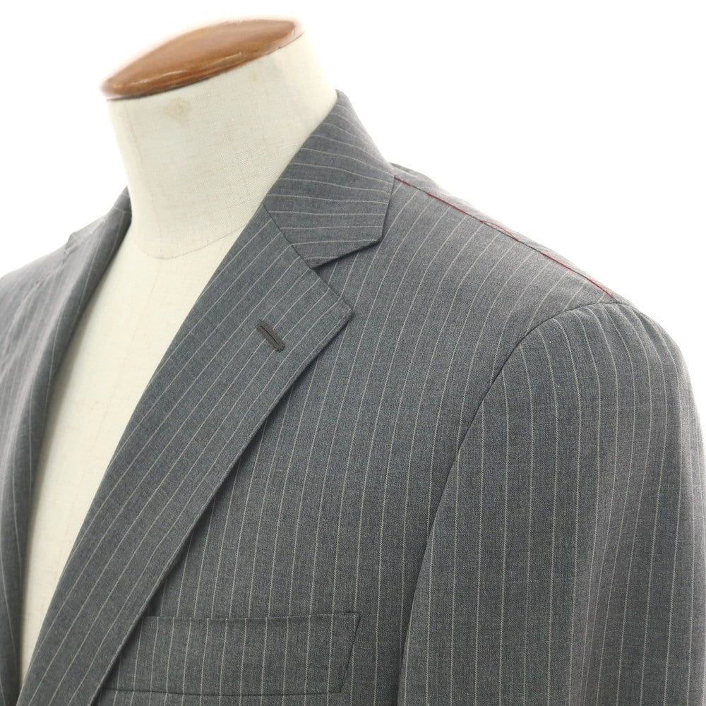 【新品】ラバッツォーロ RAVAZZOLO Super120’S ウール ストライプ 2つボタンスーツ グレー【サイズ48】【 状態ランクN 】【 メンズ 】