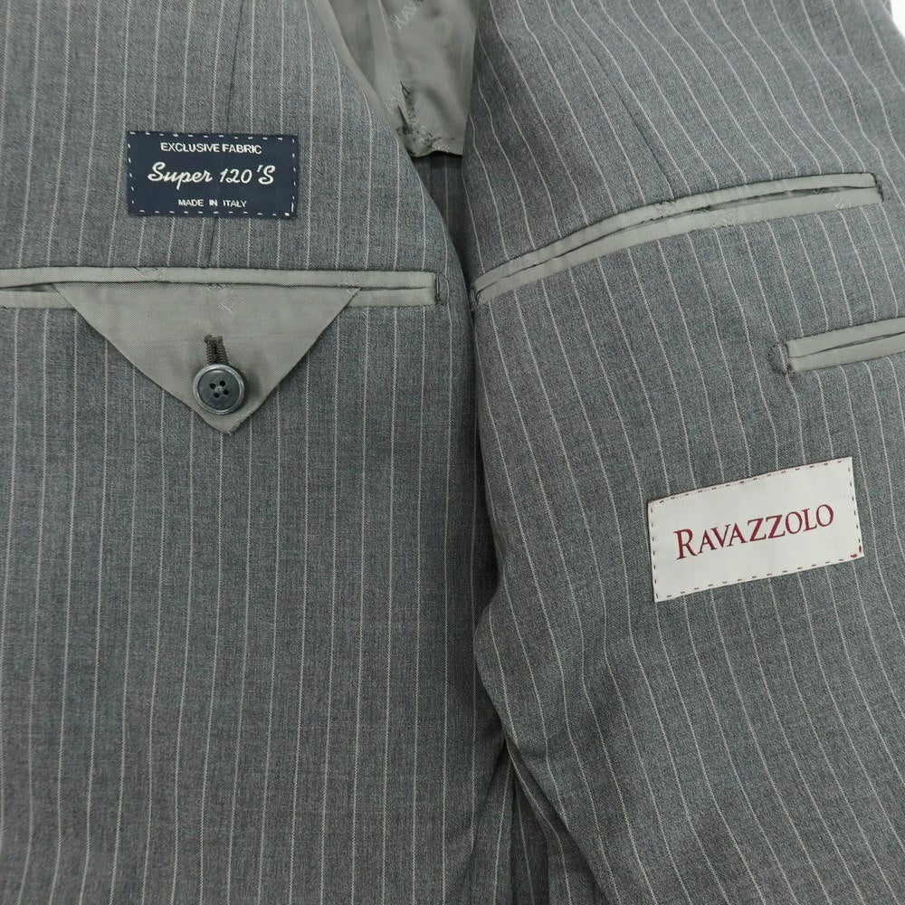 【新品】ラバッツォーロ RAVAZZOLO Super120’S ウール ストライプ 2つボタンスーツ グレー【サイズ50】【 状態ランクN 】【 メンズ 】[DPD]
