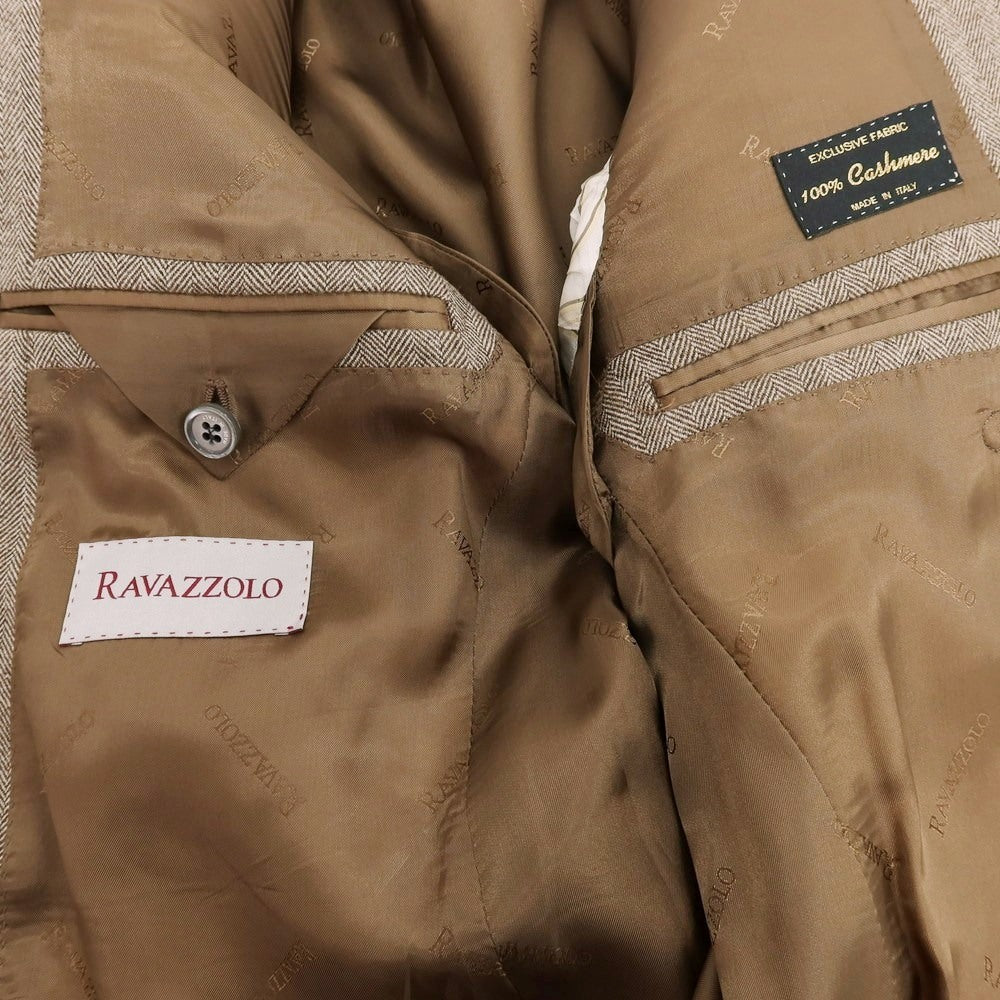 【新品】ラバッツォーロ RAVAZZOLO カシミヤ ヘリンボーン 2B テーラードジャケット ブラウン【 サイズ48 】【 状態ランクN 】【 メンズ 】