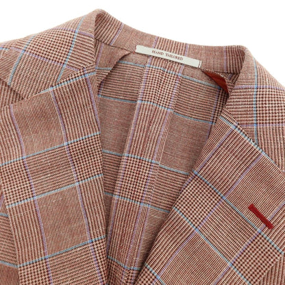 【新品】ラバッツォーロ RAVAZZOLO ウールシルクリネン グレンチェック 2B テーラードジャケット レッド系【サイズ50】【 状態ランクN 】【 メンズ 】