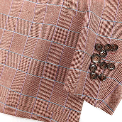 【新品】ラバッツォーロ RAVAZZOLO ウールシルクリネン グレンチェック 2B テーラードジャケット レッド系【サイズ50】【 状態ランクN 】【 メンズ 】