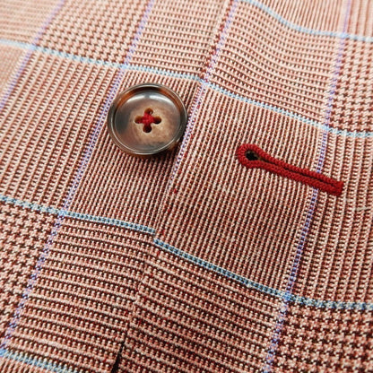 【新品】ラバッツォーロ RAVAZZOLO ウールシルクリネン グレンチェック 2B テーラードジャケット レッド系【サイズ50】【 状態ランクN 】【 メンズ 】