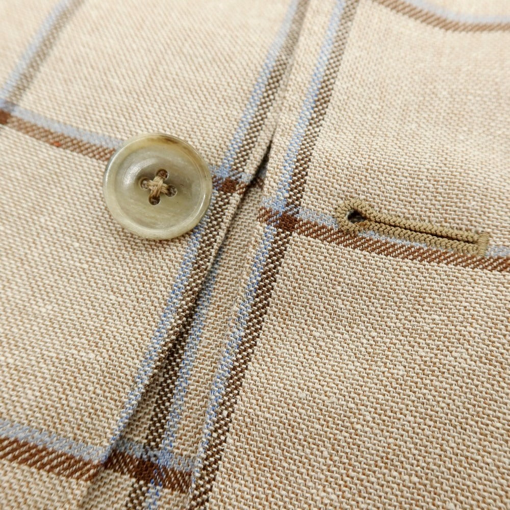 【新品】ラバッツォーロ RAVAZZOLO ウールシルク チェック 2B テーラードジャケット ベージュ【サイズ46】【 状態ランクN 】【 メンズ 】