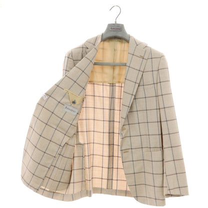 【新品】ラバッツォーロ RAVAZZOLO ウールシルク チェック 2B テーラードジャケット ベージュ【サイズ52】【 状態ランクN 】【 メンズ 】