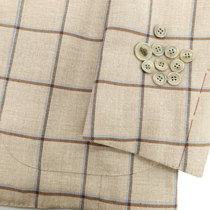 【新品】ラバッツォーロ RAVAZZOLO ウールシルク チェック 2B テーラードジャケット ベージュ【サイズ52】【 状態ランクN 】【 メンズ 】