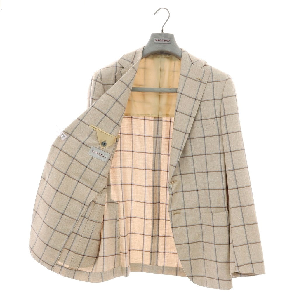 【新品】ラバッツォーロ RAVAZZOLO ウールシルク チェック 2B テーラードジャケット ベージュ【サイズ52】【 状態ランクN 】【 メンズ 】