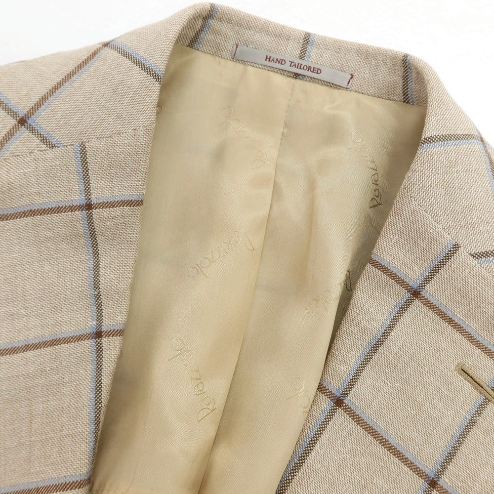 【新品】ラバッツォーロ RAVAZZOLO ウールシルク チェック 2B テーラードジャケット ベージュ【サイズ52】【 状態ランクN 】【 メンズ 】