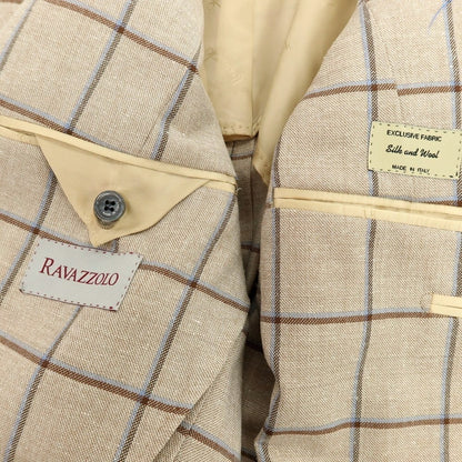 【新品】ラバッツォーロ RAVAZZOLO ウールシルク チェック 2B テーラードジャケット ベージュ【サイズ52】【 状態ランクN 】【 メンズ 】