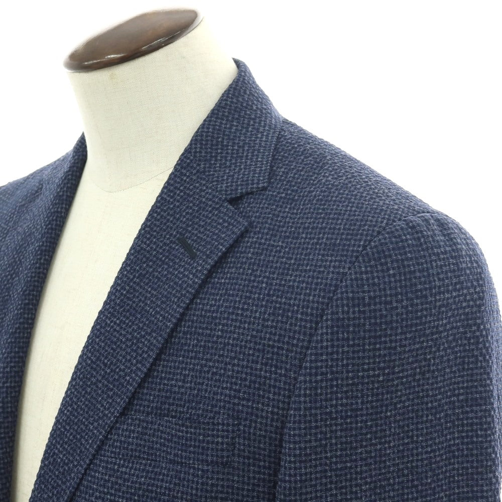 【新品】ジーゼニア Z Zegna TURATI ストレッチ ウール チェック 2B カジュアルジャケット ネイビー【 サイズ52 】【 状態ランクN 】【 メンズ 】 [CPD]