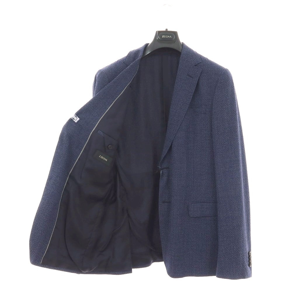 【新品】ジーゼニア Z Zegna TURATI ストレッチ ウール チェック 2B カジュアルジャケット ネイビー【 サイズ52 】【 状態ランクN 】【 メンズ 】 [CPD]