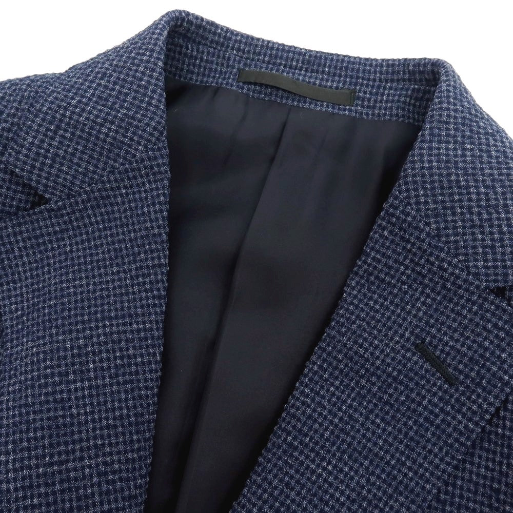 【新品】ジーゼニア Z Zegna TURATI ストレッチ ウール チェック 2B カジュアルジャケット ネイビー【 サイズ52 】【 状態ランクN 】【 メンズ 】 [CPD]