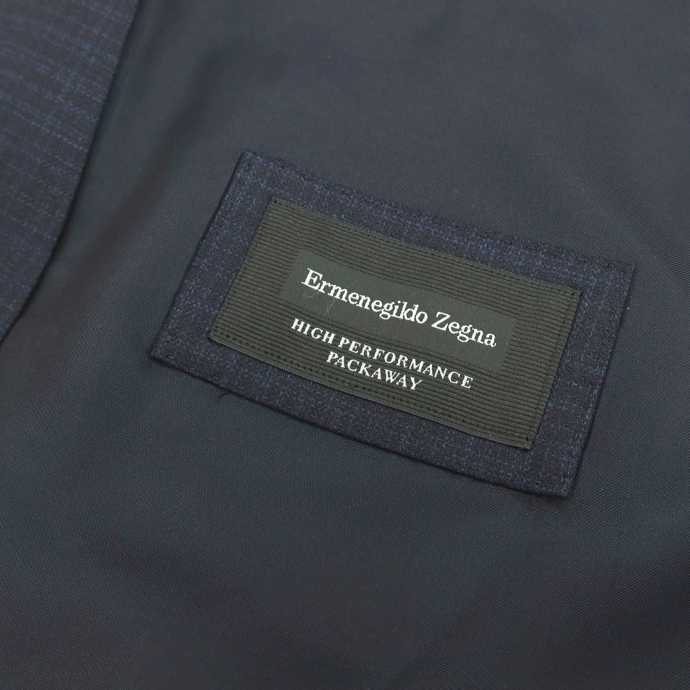【新品】エルメネジルドゼニア Ermenegildo Zegna HIGH PERFORMANCE PACKAWAY ウール チェック 2つボタンスーツ ダークネイビー【サイズ56】【 状態ランクN 】【 メンズ 】