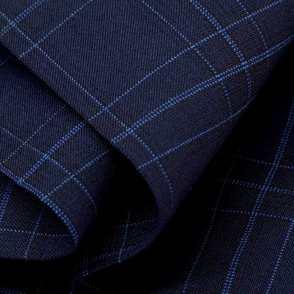 【新品】メイヤー MAYER BONN ストレッチ ポリエステルウール チェック ドレススラックスパンツ ネイビー【 50 】【 状態ランクN 】【 メンズ 】