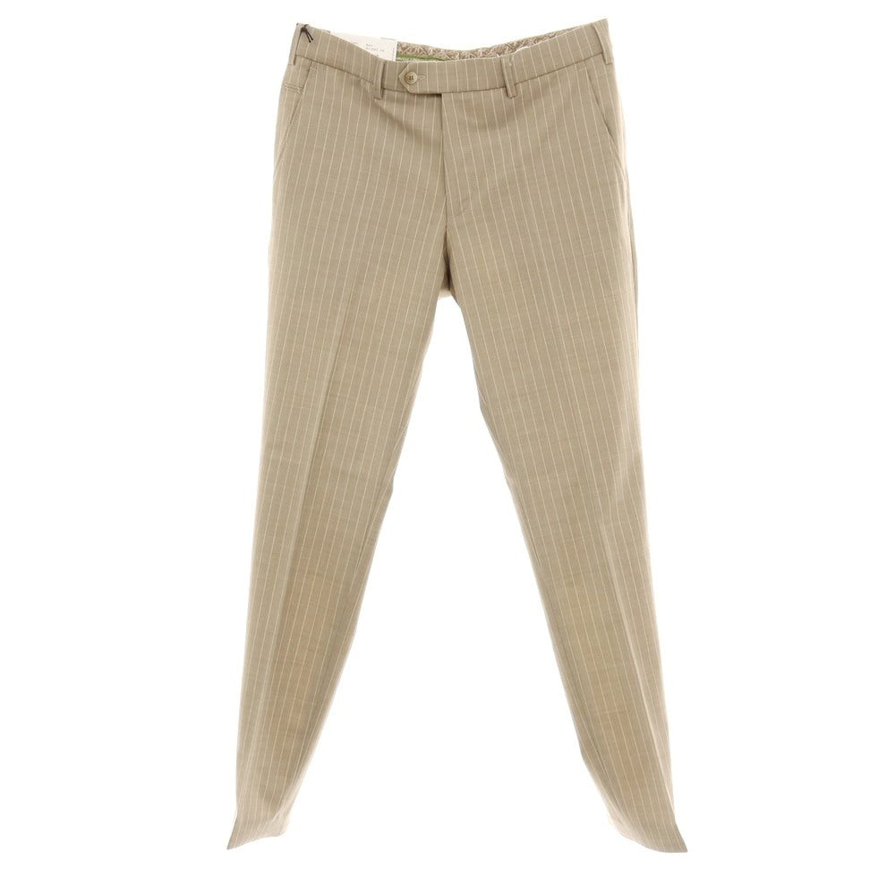 【新品】メイヤー MAYER BONN ストレッチ ポリエステルウール ストライプ ドレススラックスパンツ ベージュ系【 50 】【 状態ランクN 】【 メンズ 】