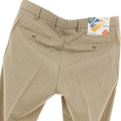 【新品】メイヤー MAYER BONN ストレッチ ポリエステルウール ストライプ ドレススラックスパンツ ベージュ系【 50 】【 状態ランクN 】【 メンズ 】